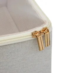 Oppbevaringsboks under seng med hjul beige 66 x 60 cm
