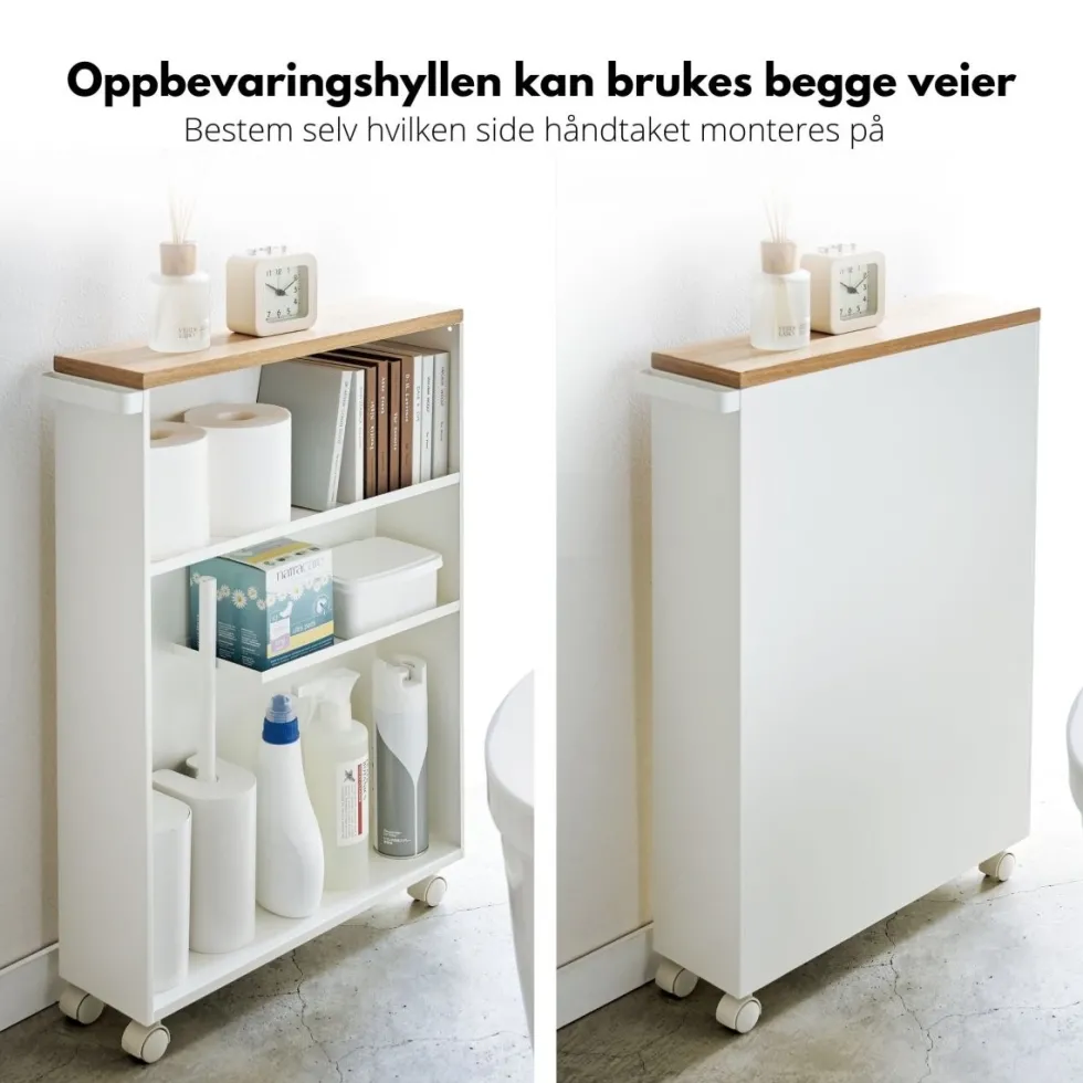 Oppbevaringshylle med hjul hvit