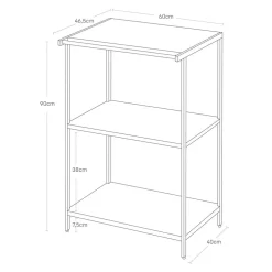 Oppbevaringshylle sort 90 x 60 x 46,5 cm