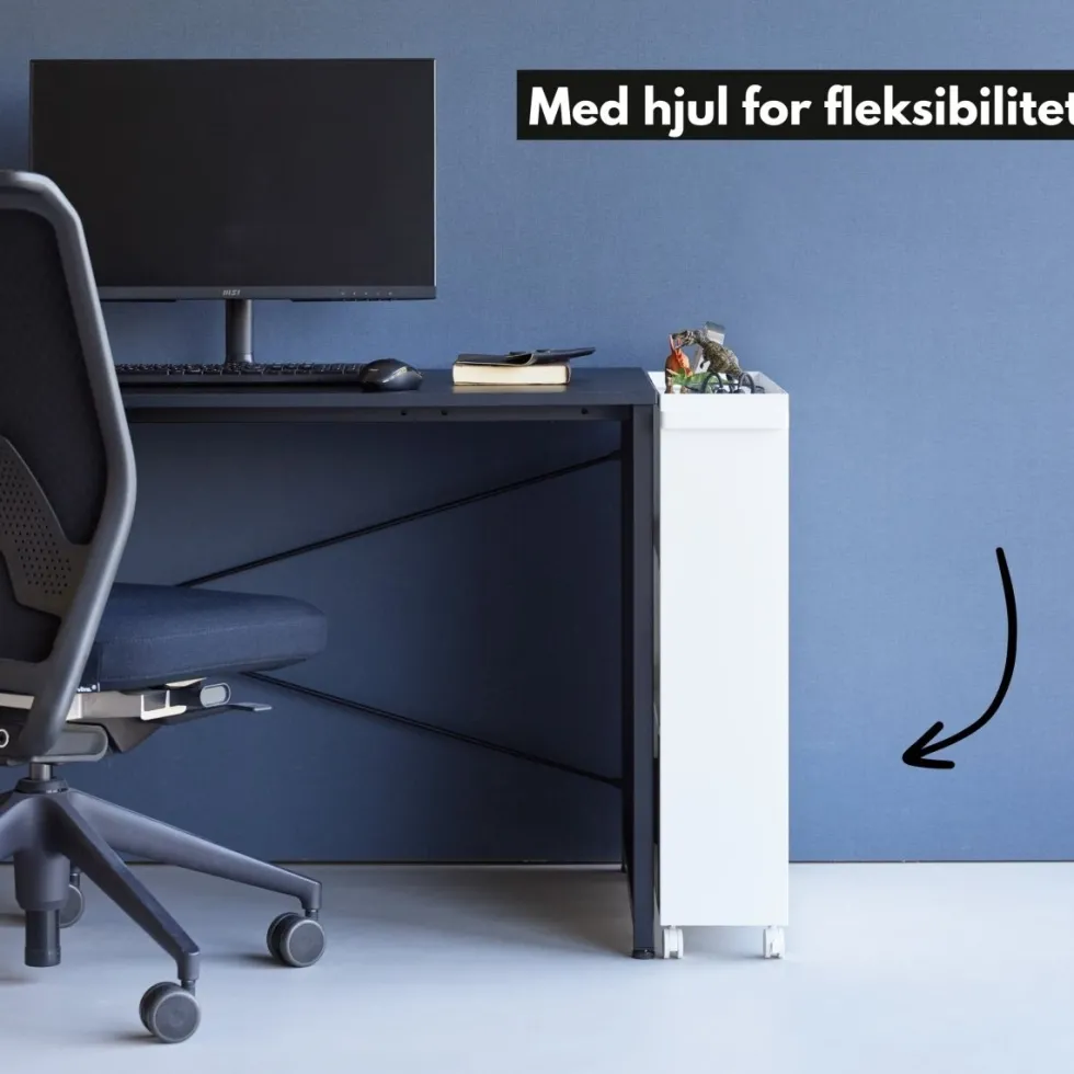 Oppbevaringsvogn med hjul hvit 59 x 70 cm