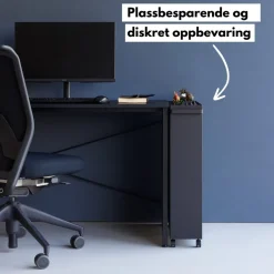Oppbevaringsvogn med hjul sort 59 x 70 cm