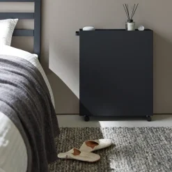 Oppbevaringsvogn med hjul sort 59 x 70 cm