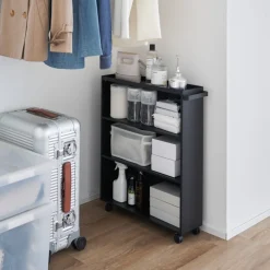 Oppbevaringsvogn med hjul sort 59 x 70 cm