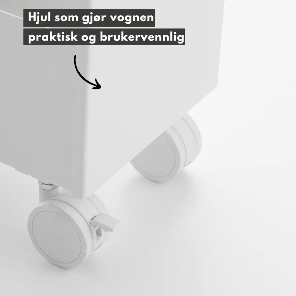 Oppbevaringsvogn på hjul hvit 80,5 x 45,5 cm