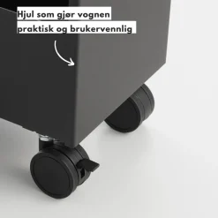 Oppbevaringsvogn på hjul sort 80,5 x 45,5 cm