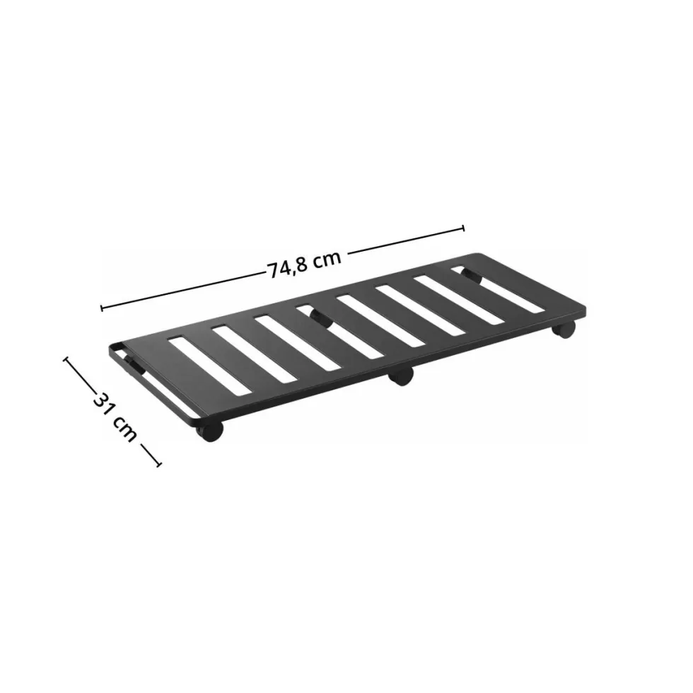 Oppbevaringsvogn under seng, sort med hjul 74,8 x 31 cm
