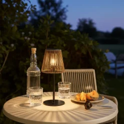Oppladbar lampe med solpanel brun/sort