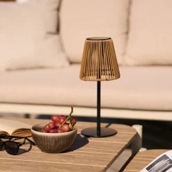 Oppladbar lampe med solpanel brun/sort