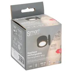 Oppladbar LED-vegglampe sort med touch-dimming 9,2 cm