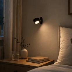 Oppladbar LED-vegglampe sort med touch-dimming 9,2 cm