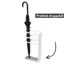 Paraplystativ med dryppskål, stor hvit