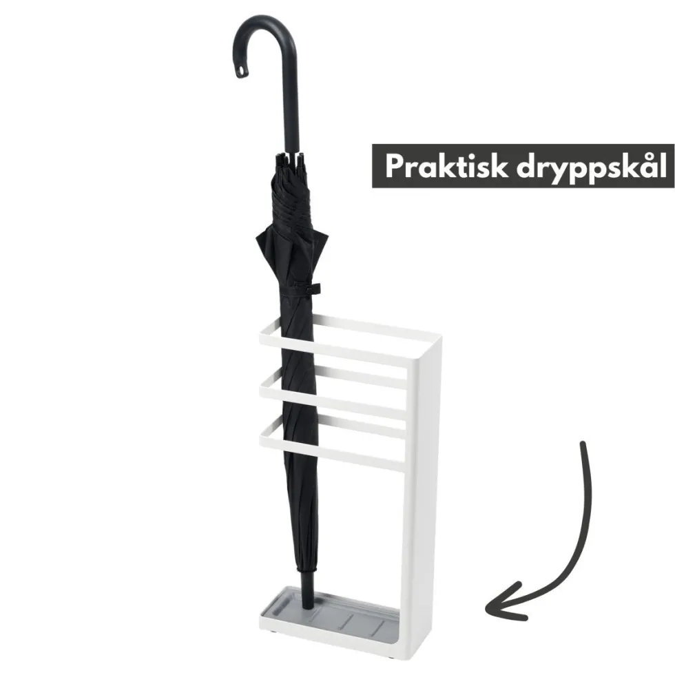 Paraplystativ med dryppskål, stor hvit