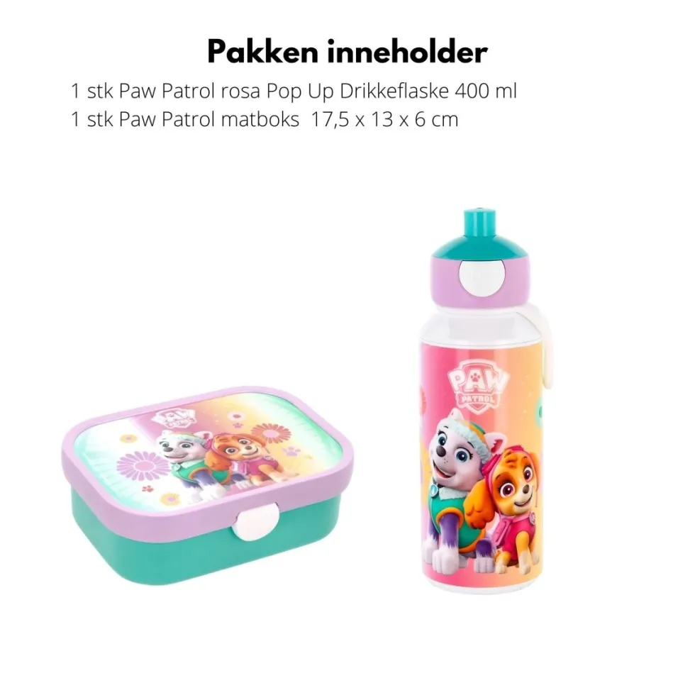 Paw Patrol matboks og flaske sett rosa