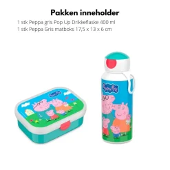 Peppa gris matboks og flaske sett