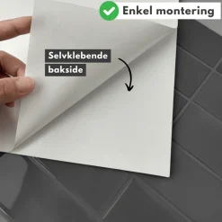 10-pk Adelina antrasitt silkematt selvklebende veggfliser