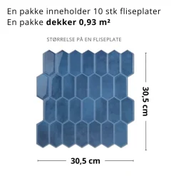 10-pk Alexandra blå selvklebende veggfliser