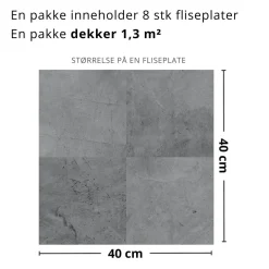 8-pk Amsterdam Grå selvklebende fliser