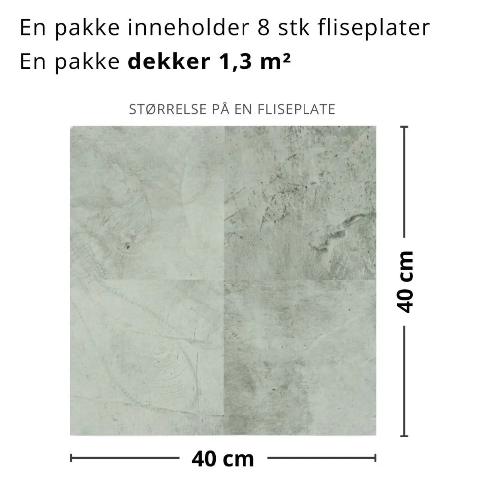 8-pk Amsterdam spearmint selvklebende fliser 40 x 40 cm