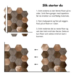 10-pk Bente hexagon selvklebende veggfliser