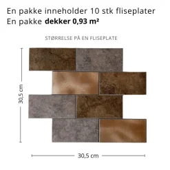 10-pk Bente subway selvklebende veggfliser