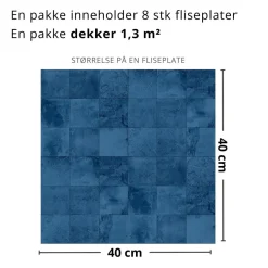 8-pk Bodø blå selvklebende fliser
