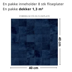 8-pk Bodø mørkeblå selvklebende fliser