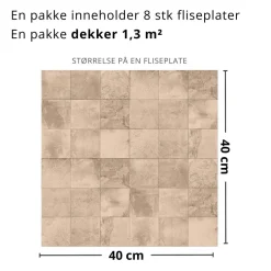 8-pk Bodø sand selvklebende fliser