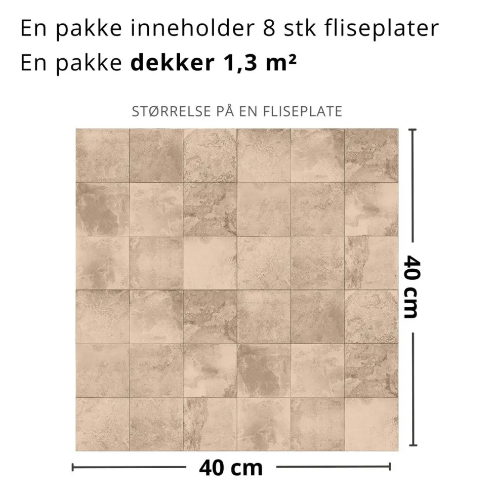 8-pk Bodø sand selvklebende fliser