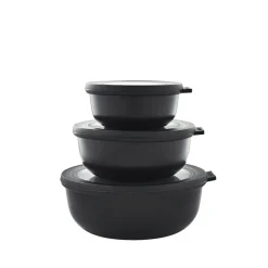 3-pk bollesett lav med lokk sort
