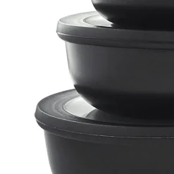 3-pk bollesett lav med lokk sort