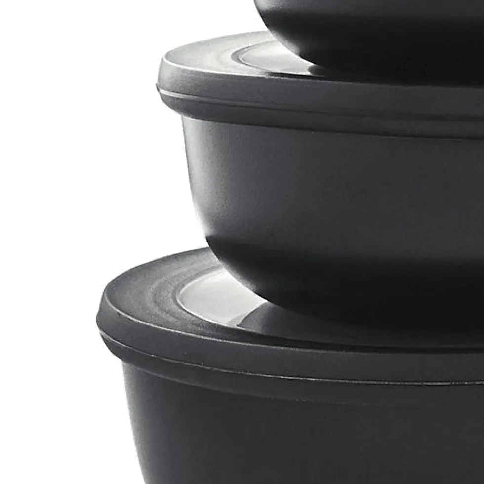 3-pk bollesett lav med lokk sort