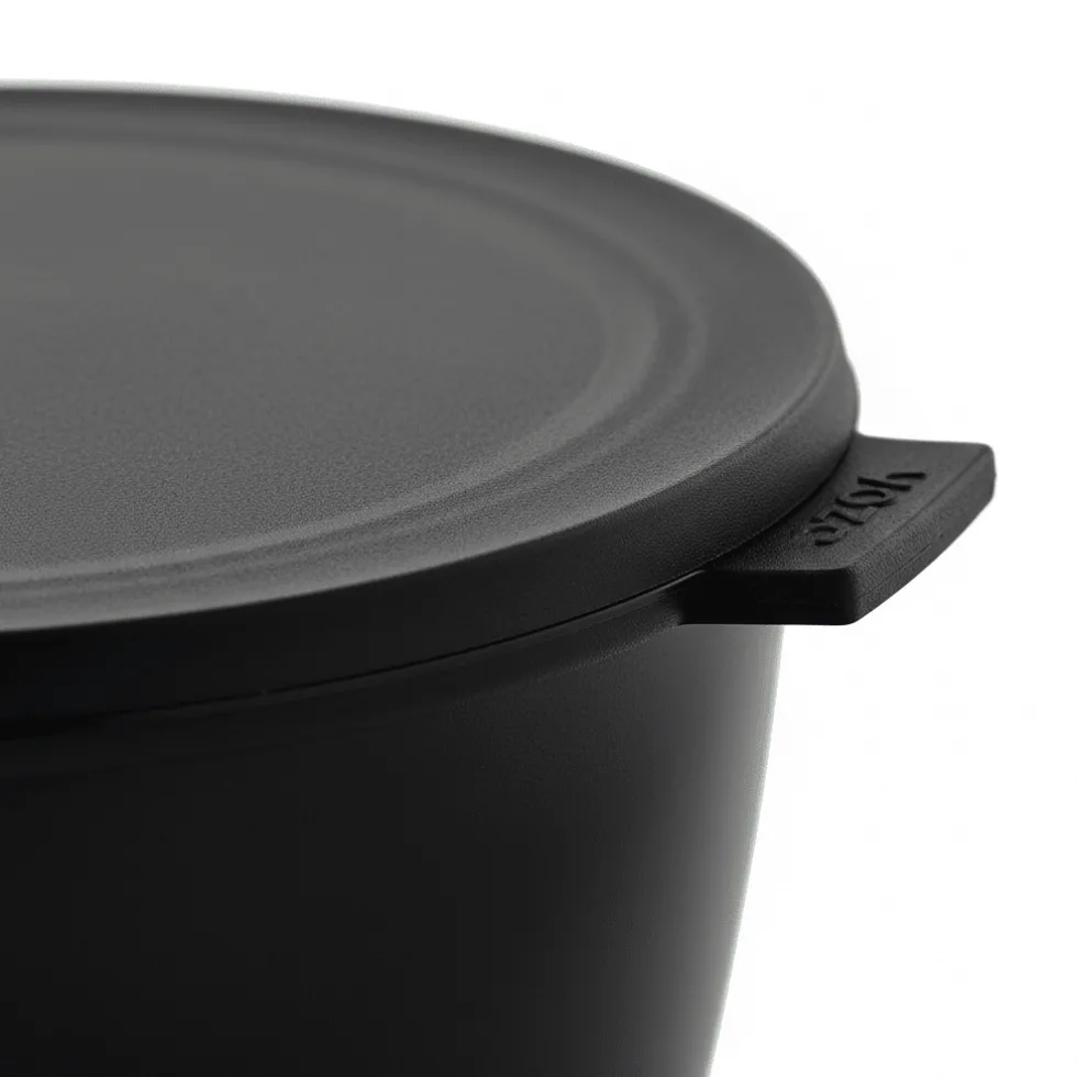 3-pk bollesett med lokk høy sort