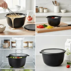 3-pk bollesett med lokk høy sort