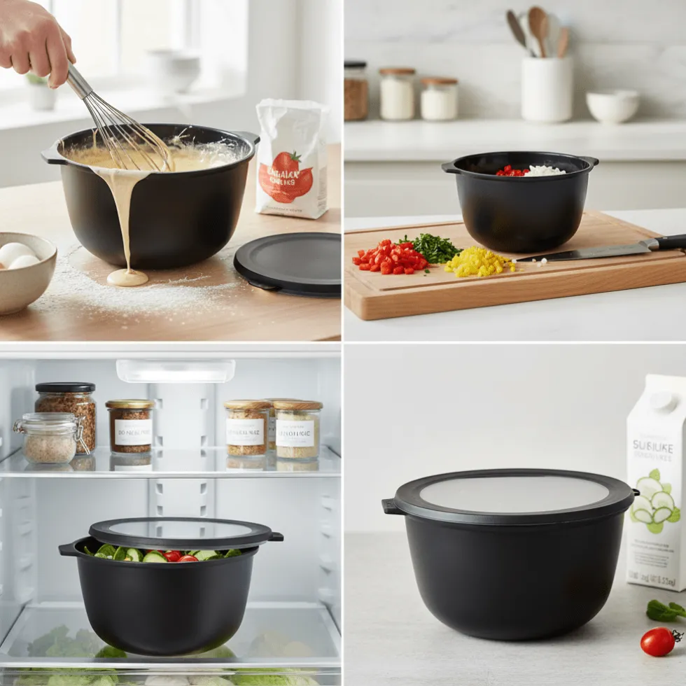 3-pk bollesett med lokk høy sort