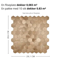 10-pk Børstet kobber selvklebende veggfliser