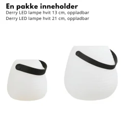 2-pk Derry LED lampe, oppladbar