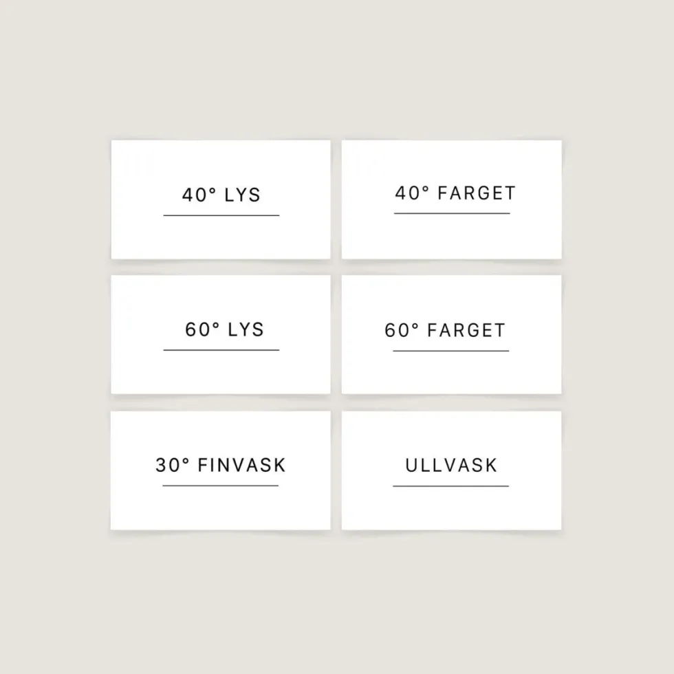 6-pk Etiketter klesvask grader