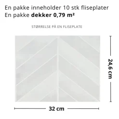 10-pk Evelina hvit selvklebende veggfliser