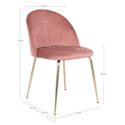 2-pk Geneve velvet rosa/messing spisestol