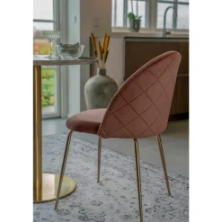 2-pk Geneve velvet rosa/messing spisestol