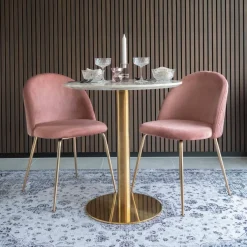 2-pk Geneve velvet rosa/messing spisestol