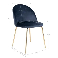 2-pk Geneve velvet spisestol blå