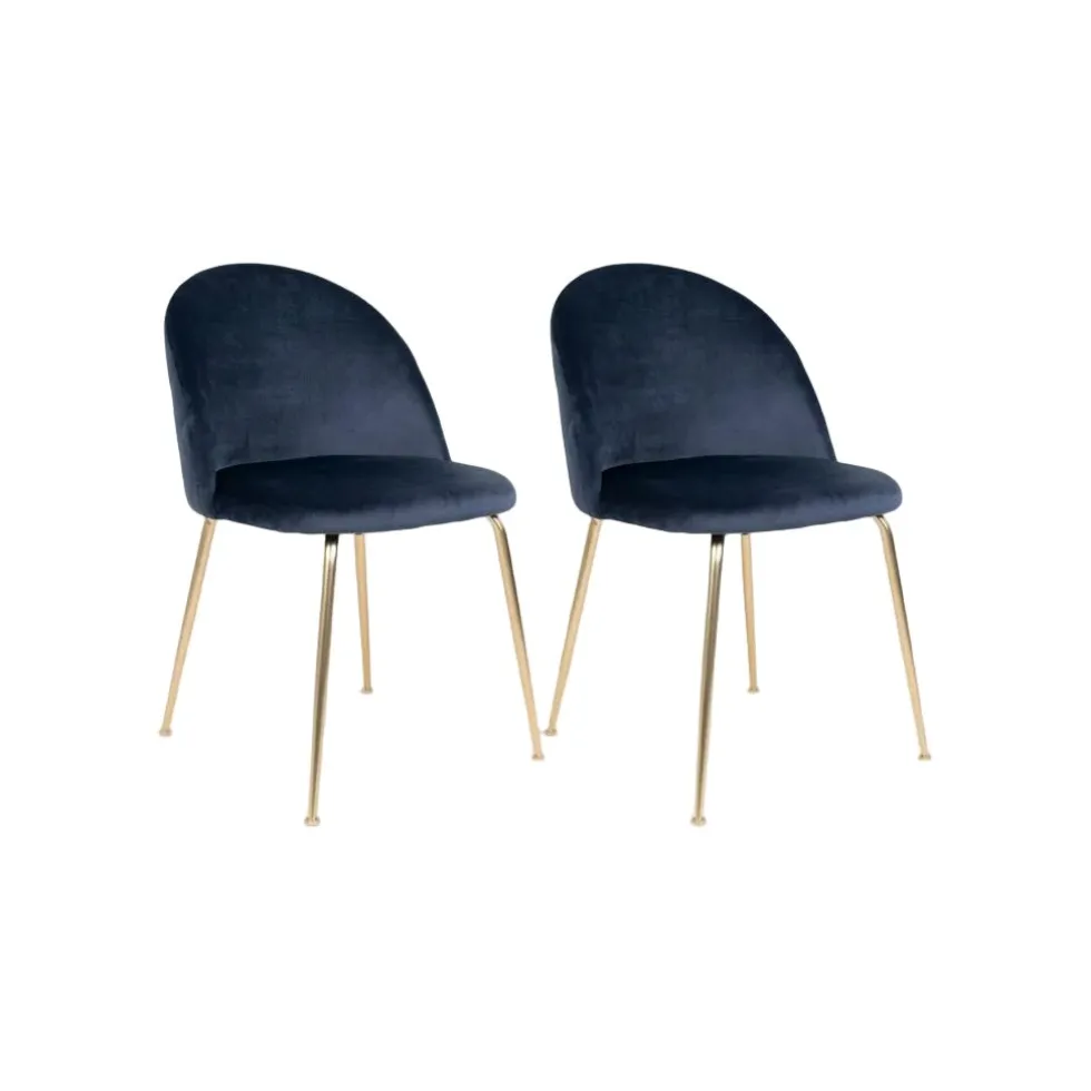 2-pk Geneve velvet spisestol blå