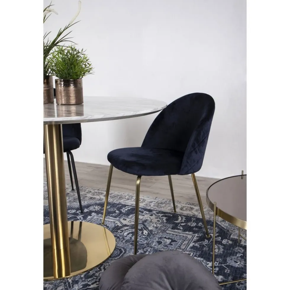 2-pk Geneve velvet spisestol blå