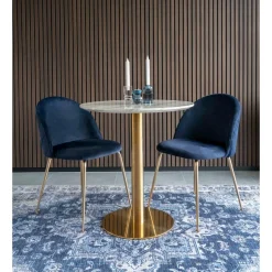 2-pk Geneve velvet spisestol blå
