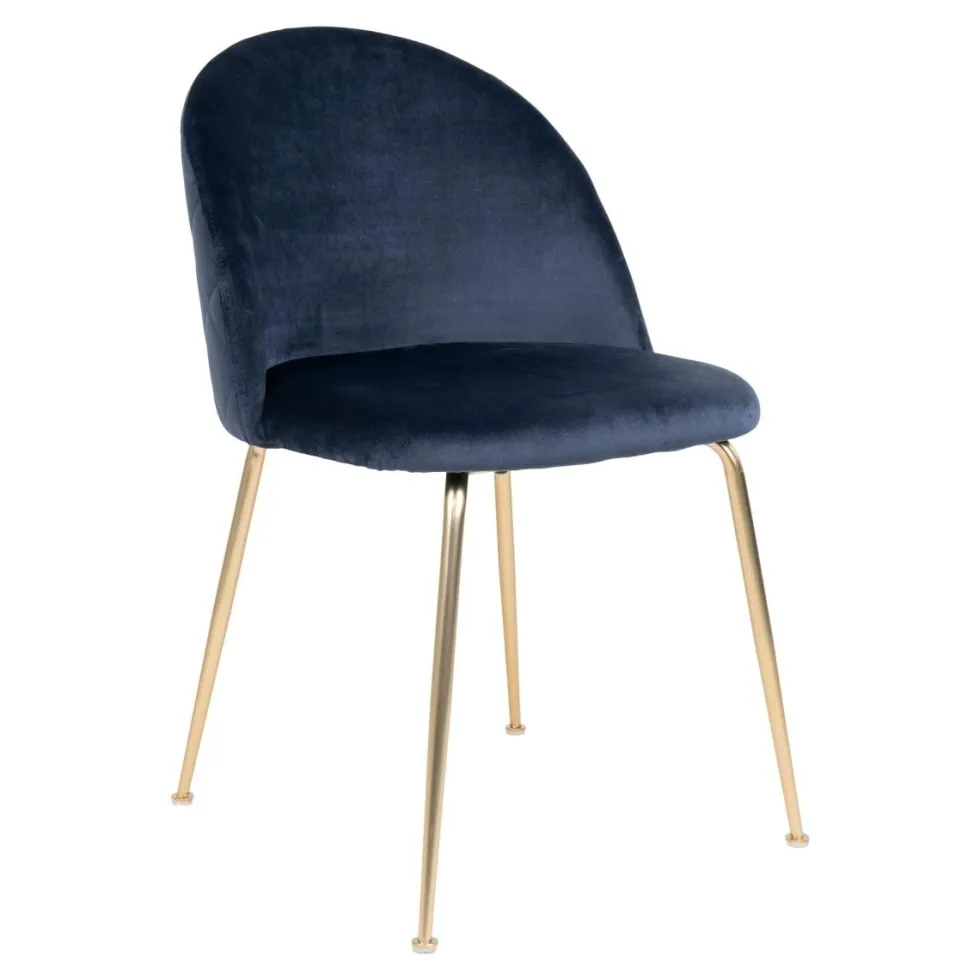 2-pk Geneve velvet spisestol blå