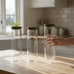 3-pk glasskrukke akasie 1,5 liter
