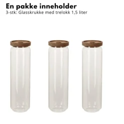 3-pk glasskrukke akasie 1,5 liter