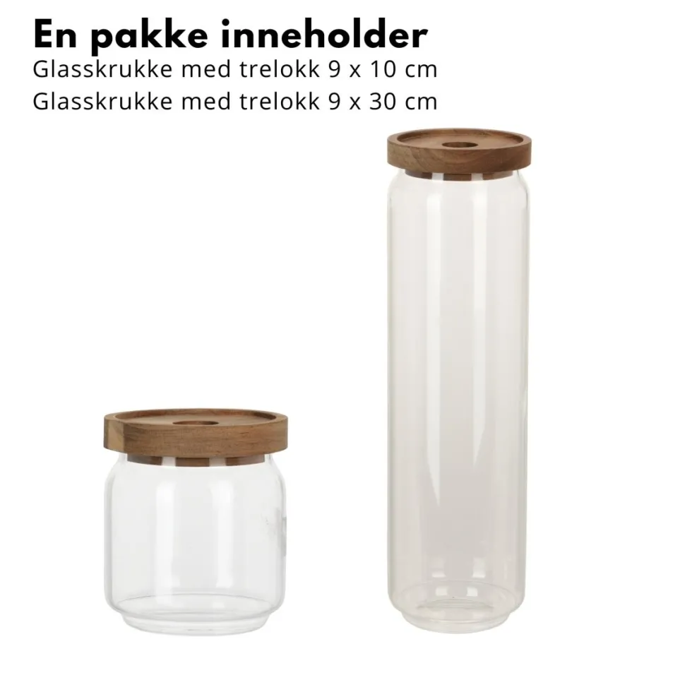 2-pk Glasskrukker med trelokk