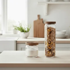 2-pk Glasskrukker med trelokk
